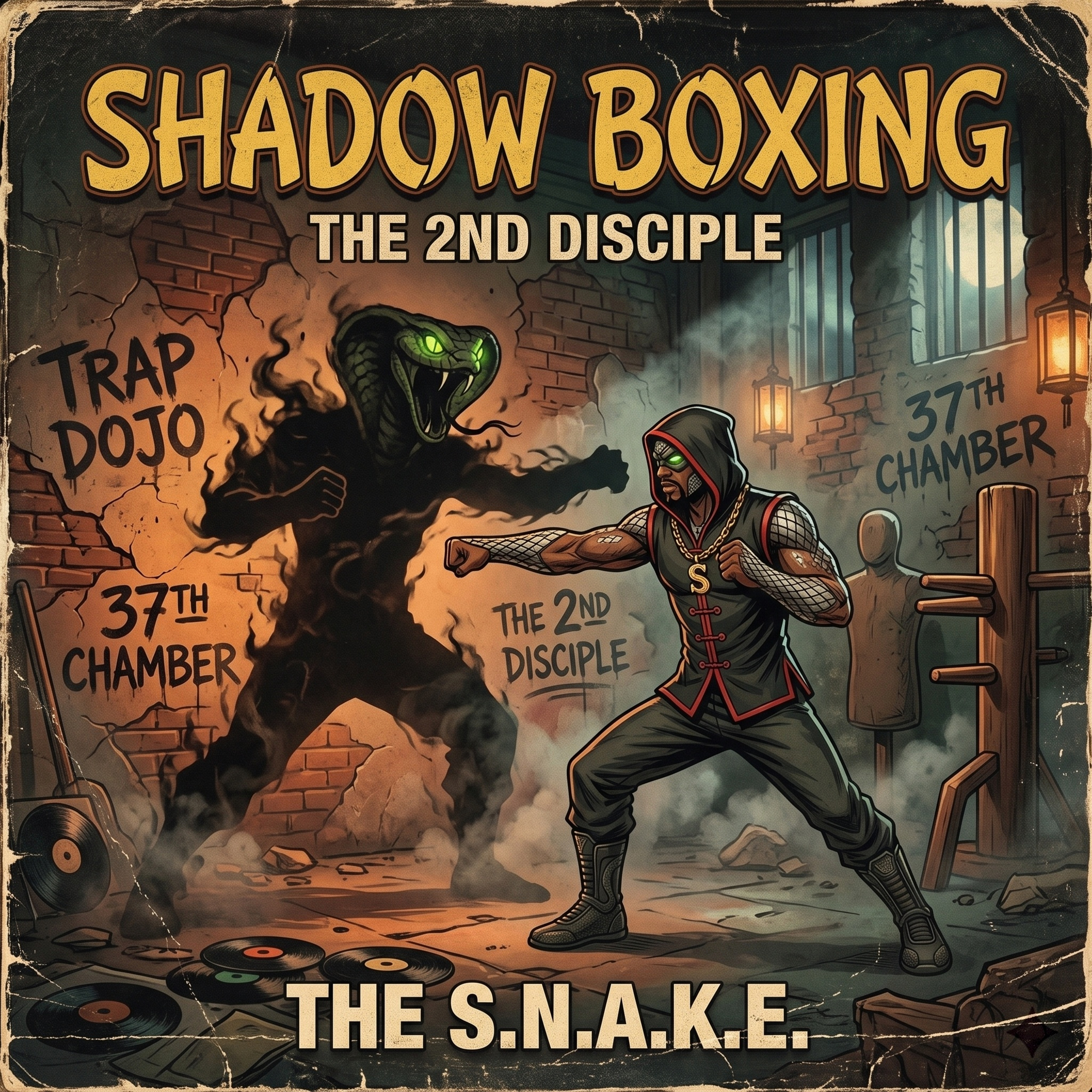 Track 08: Shadow Boxing Single Cover Art featuring silhouette combat
