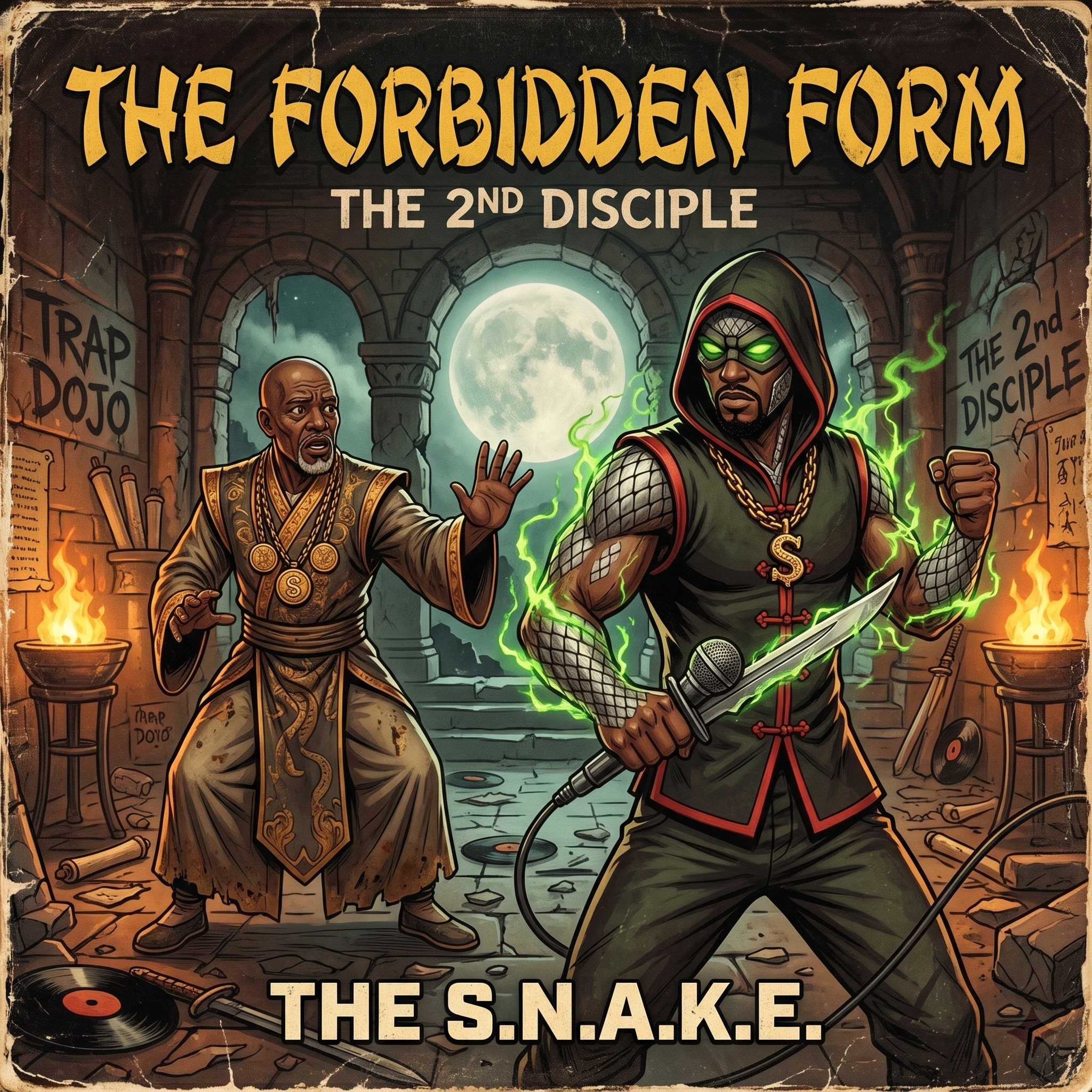 Track 12: The Forbidden Form Single Cover Art featuring ancient secret scroll katas